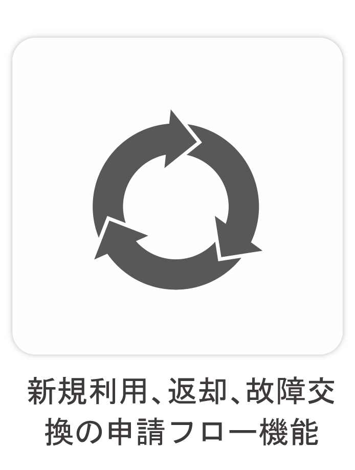 新規利用、返却、故障交換の申請フロー機能